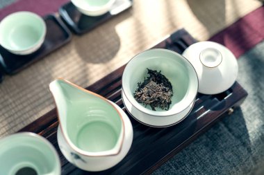 Asya çay seti ahşap tablo