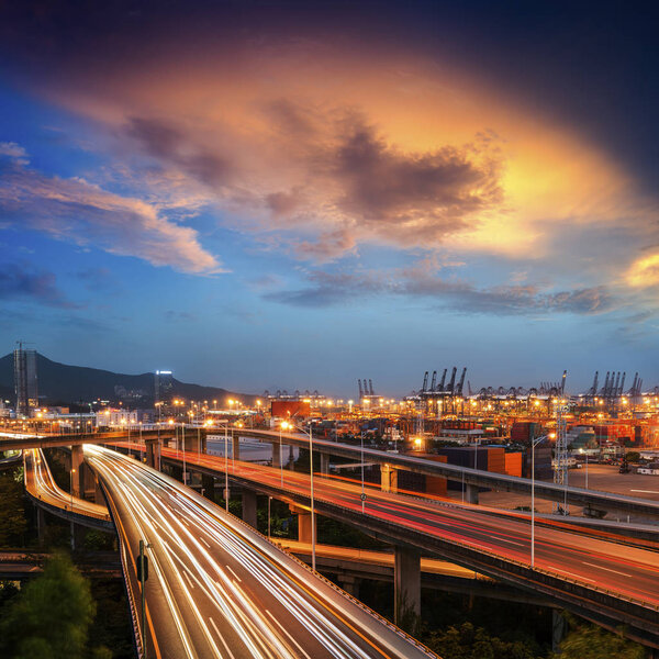 Overpass and wharf at the port