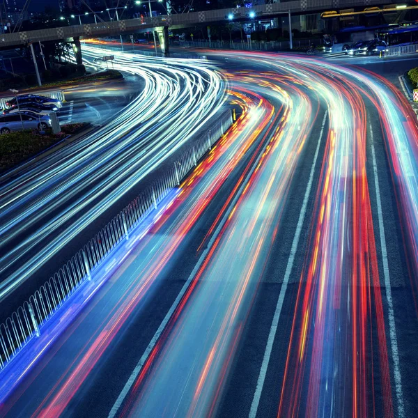 Guangzhou trafik nattetid — Stockfoto