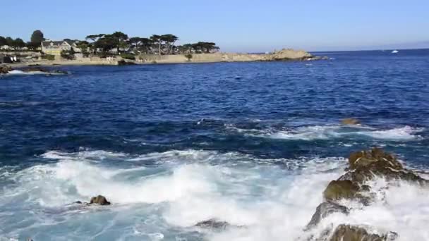 Scena Oceanica Monterey Bay California Con Lover Point Pacific Grove — Video Stock