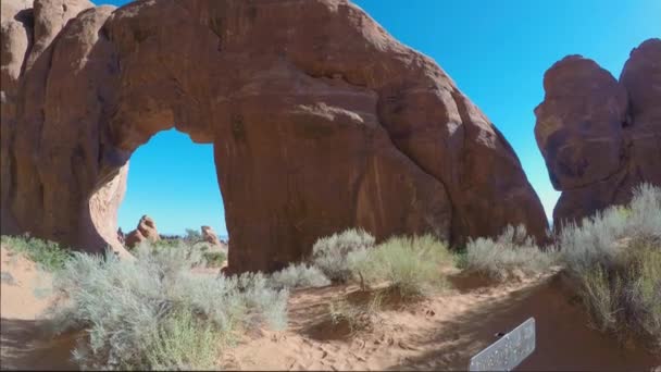 Pine Tree Arch Arches National Park Moab Utah Camera Handheld — Stock Video