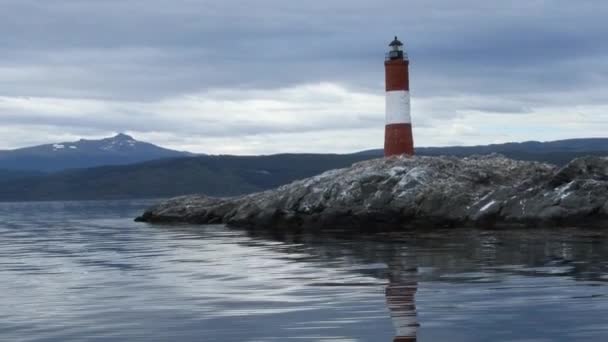 Farol Les Eclaireurs Entrada Porto Ushuaia Província Tierra Del Fuego — Vídeo de Stock