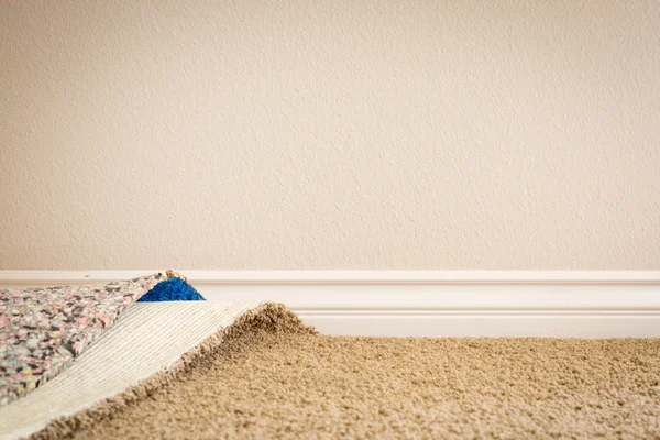 Pulled Back Carpet and Padding In Room — Stock Photo, Image