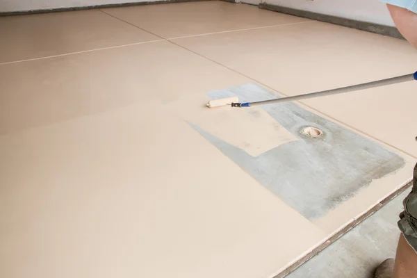 Painting Floor of Garage — Stock Photo, Image