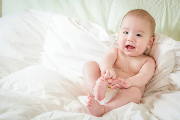 Mixed Race Baby Boy Having Fun on His Blanket — Stock Photo, Image