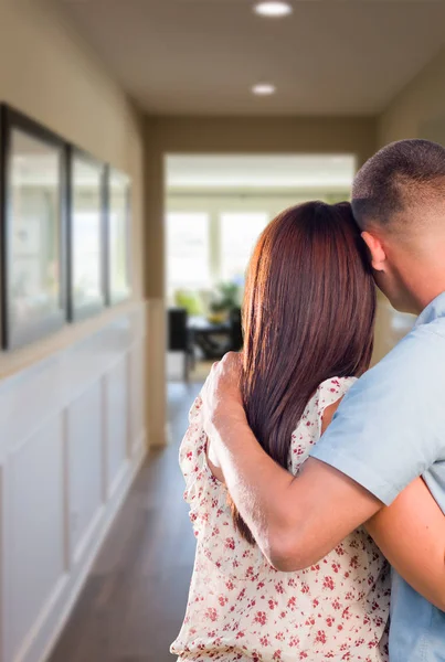 Military Couple Looking Down the Hallway of New House — Stock Photo, Image