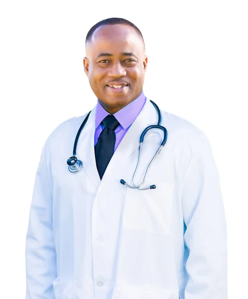 白い背景に分離されたアフリカ アメリカ男性医師 — ストック写真