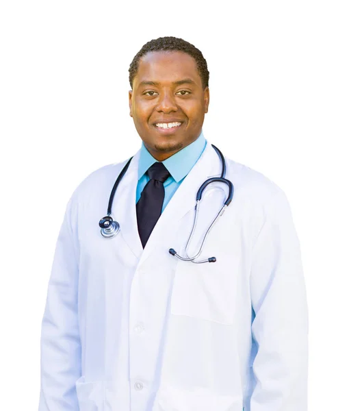 Africký Americký muž Doktor izolovaných na bílém pozadí — Stock fotografie