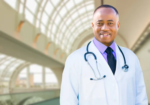 African American Male Doctor Inside Hospital Office — Stock Photo, Image