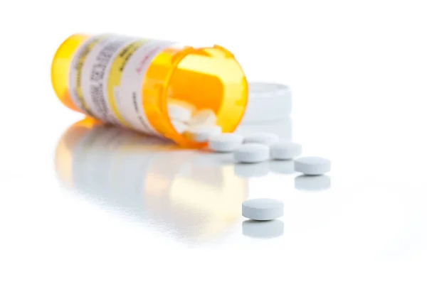 Non-Proprietary Medicine Prescription Bottle and Spilled Pills I — Stock Photo, Image