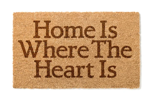 Home Is Where The Heart Is Welkom Mat op wit — Stockfoto