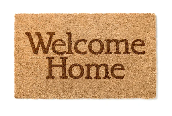 Välkommen hem matta på vit — Stockfoto