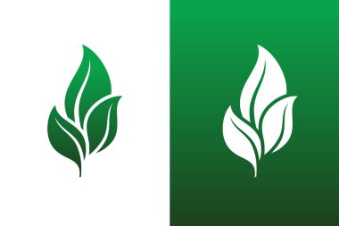 Yaprak çifti simge vektör çizimler hem katı hem de ters b