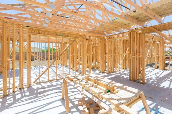 Wood Home Framing Abstract At Construction Site. — Stock Photo, Image