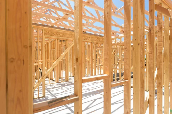 Wood Home Framing Abstract At Construction Site. — Stock Photo, Image
