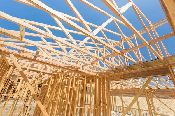 Wood Home Framing Abstract At Construction Site. — Stock Photo, Image