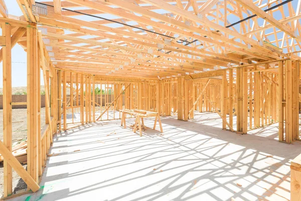 Wood Home Framing Abstract At Construction Site. — Stock Photo, Image