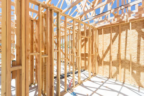 Wood Home Framing Abstract At Construction Site. — Stock Photo, Image