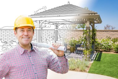 Yüklenici çizim bitmiş veranda kapak fotoğraf Gradating önünde
