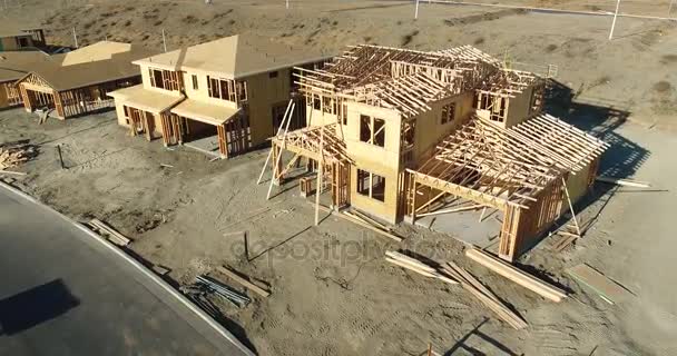Nagy felbontású 4k daru le új otthon építési telek. — Stock videók