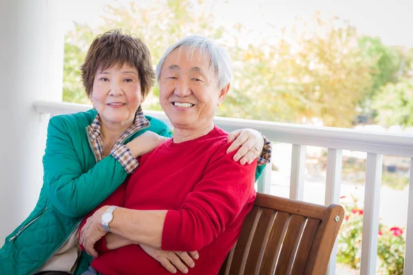 Happy Senior Adult Chinese Couple Portrait — Stock Photo, Image