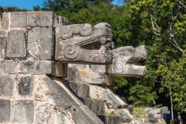 Mayan Jaguar Figurehead Sculptures at the Archaeological Site in Chichen Itza, Mexico clipart