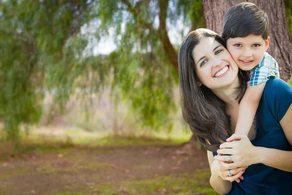 Young Mother and Son Portrait Outdoors. — Stock Photo, Image