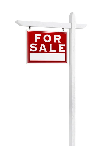 Balra néző eladó ingatlan jel elszigetelt fehér Background. — Stock Fotó