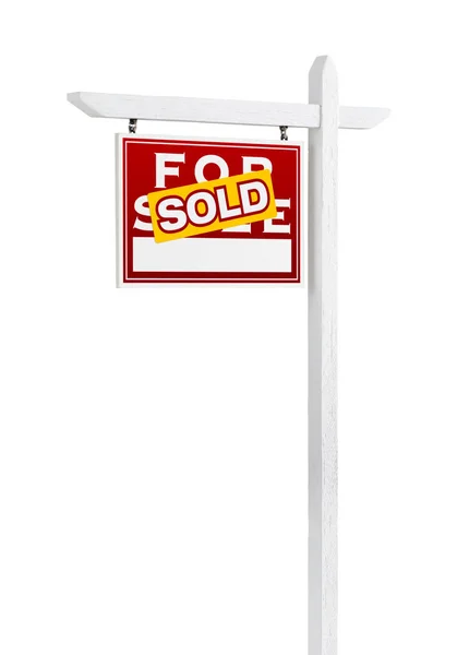 Left Facing Sold For Sale Real Estate Sign Isolated on a White Background. — Stock Photo, Image