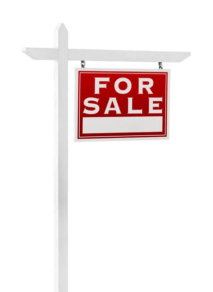 Virado para a direita para venda Sinal imobiliário isolado em um fundo branco . — Fotografia de Stock