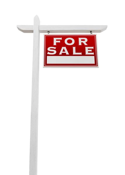 Frente a la derecha en venta Signo de bienes raíces aislado sobre un fondo blanco . —  Fotos de Stock