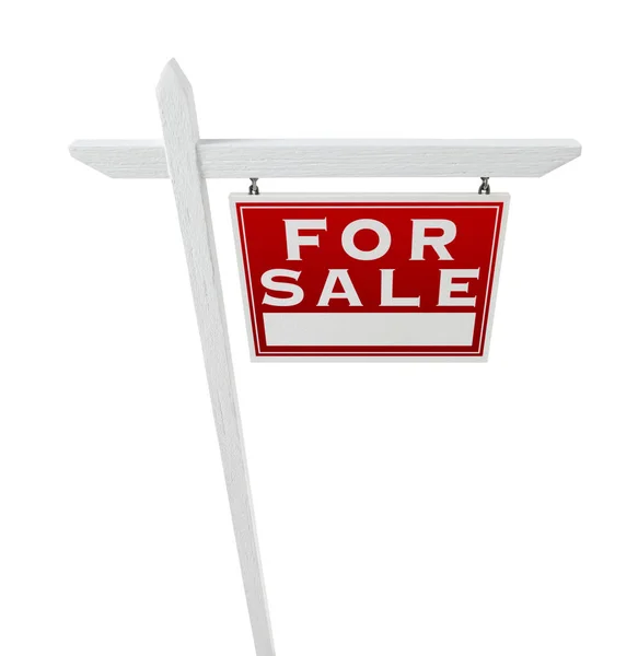 Rechts zum Verkauf stehende Immobilienschild isoliert auf weißem Hintergrund. — Stockfoto