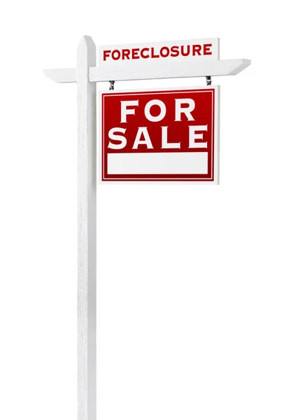 Right Facing Foreclosure Sold for Sale Real Estate Sign Isolated on White . — стоковое фото