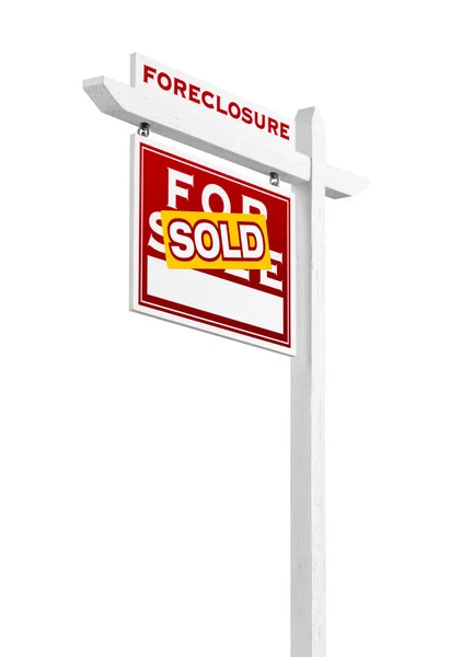 Bal-szembenézni kizárás eladó ingatlan jel elszigetelt fehér számára értékesített. — Stock Fotó