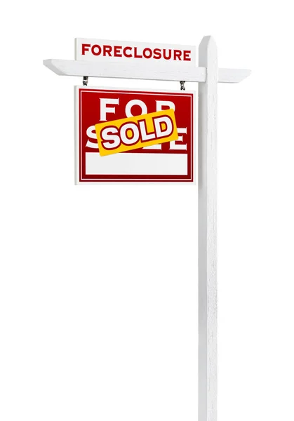 Bal-szembenézni kizárás eladó ingatlan jel elszigetelt fehér számára értékesített. — Stock Fotó