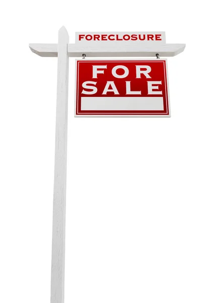 Right Facing Foreclosure Sold for Sale Real Estate Sign Isolated on White . — стоковое фото