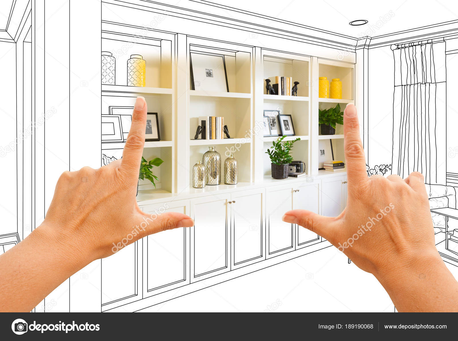 Hands Framing Custom Built In Shelves And Cabinets Design Drawing