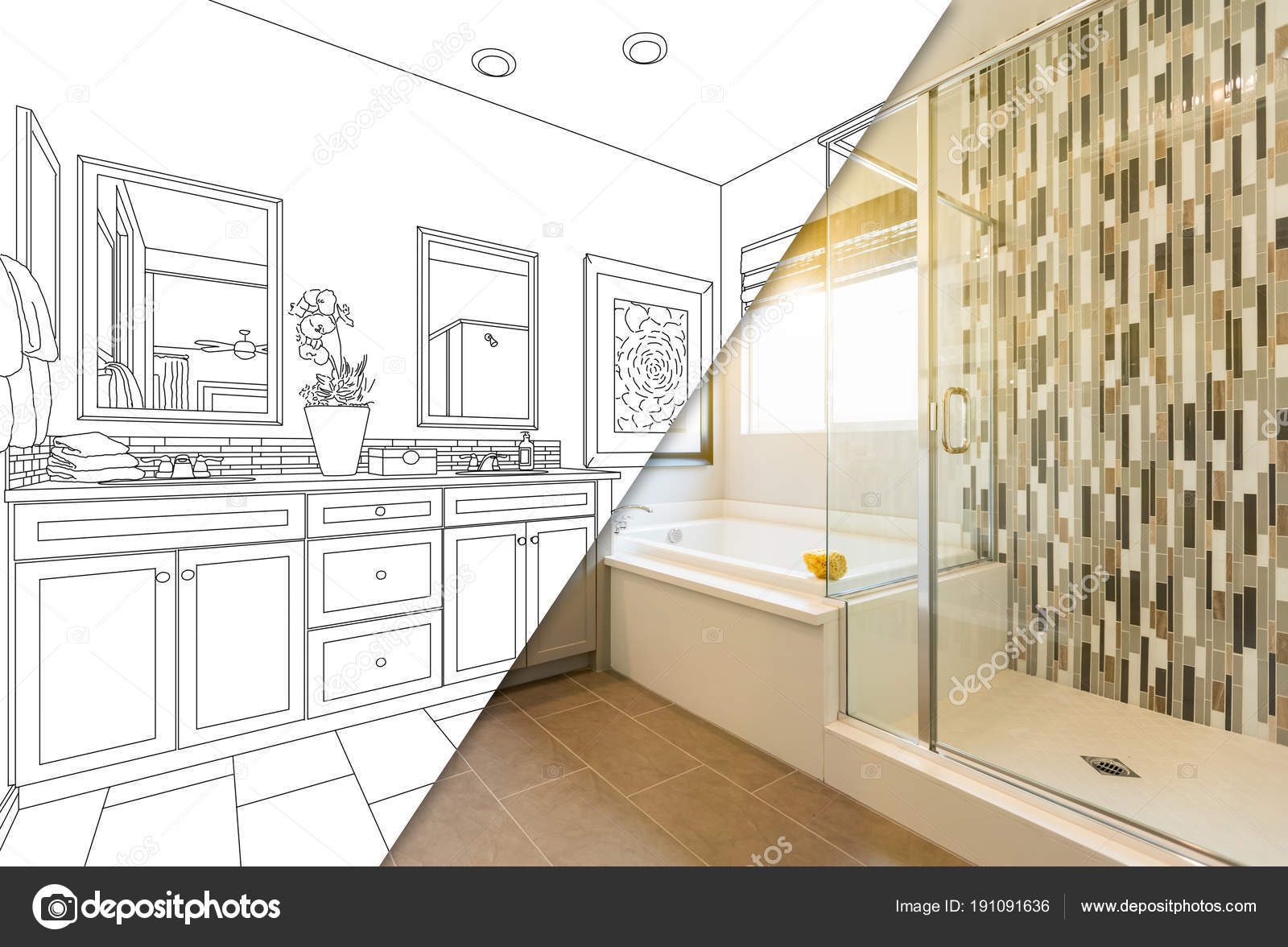 Boceto interior de cocina, modelado 3D, ilustración vectorial. — Foto