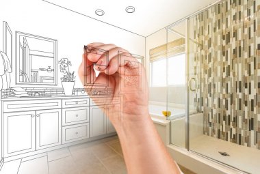 El çizimi özel Master banyo ile fotoğraf geçiş