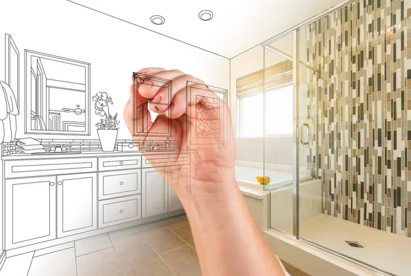 Desenho de mão Banheiro mestre personalizado com classificação de foto — Fotografia de Stock