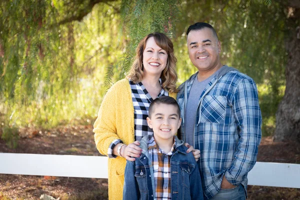 Mixed Race Family Portrait Outdoors — Stock Photo, Image