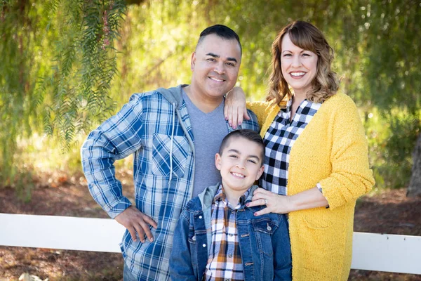 Mixed Race Family Portrait Outdoors — Stock Photo, Image