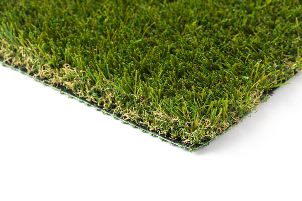 Section of Artificial Turf Grass On White Background