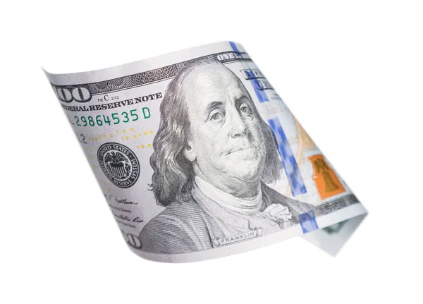 Estados Unidos América Billete Cien Dólares Aislado Blanco — Foto de Stock