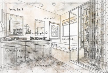 Güzel Özel Banyo Tasarım Çizim Ayrıntıları.