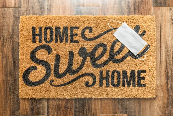 Masque Médical Repose Sur Maison Sweet Home Welcome Mat Milieu — Photo