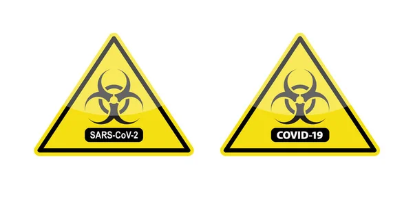 Coronavirus Sars Cov Und Covid Gefahrenwarnschilder — Stockvektor