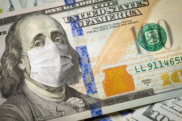 Benjamin Franklin Worried Concerned Expression Wearing Medical Face Mask One — Stock Photo, Image