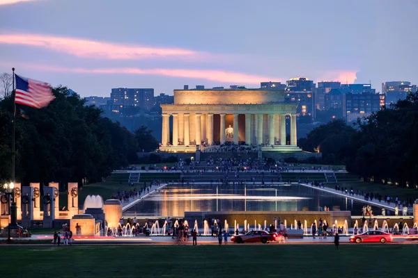 Západ slunce na National Mall ve Washingtonu D.C. s výhledem na th — Stock fotografie