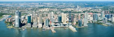 Jersey City ve Hudson RIV yüksek çözünürlüklü panoramik görüntüsü